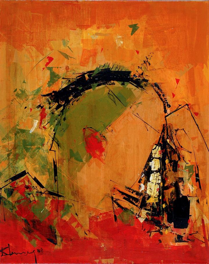 Femme la robe rouge Ren Lemay Artiste peintre qu b cois